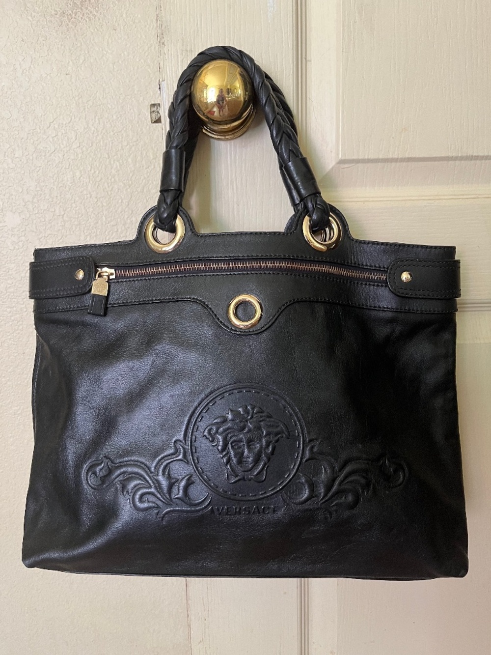 Rare Versace Medusa Leather Handbag